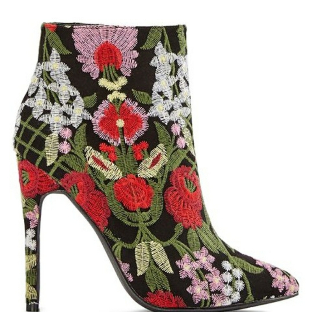 JustFab Black Floral Bootie